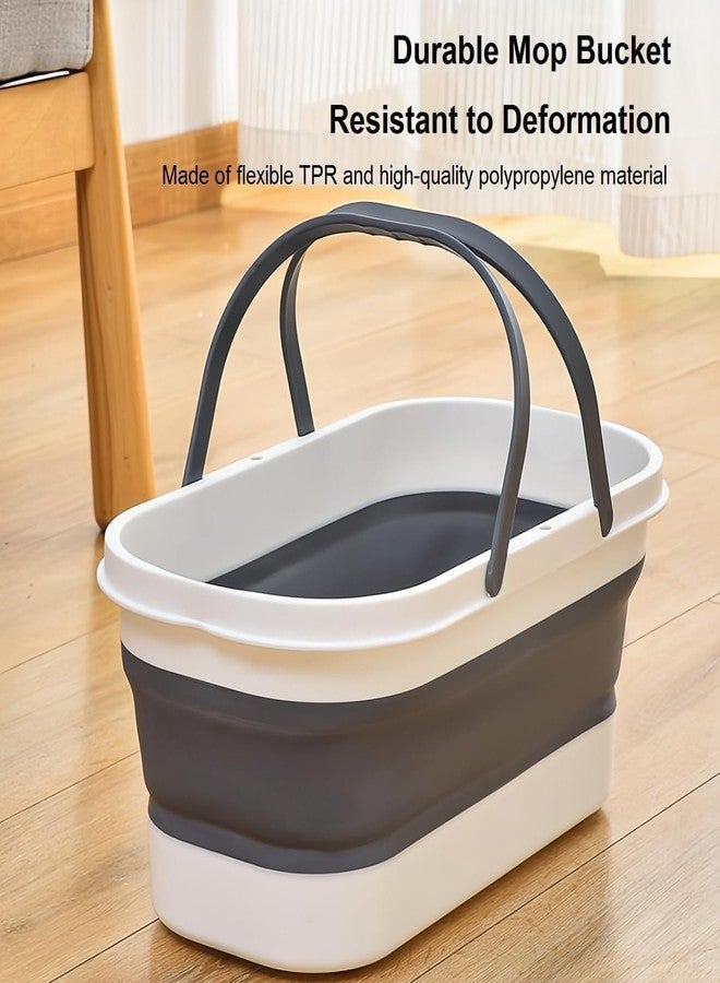 Runmay Collapsible Plastic Bucket with Wheels for House Cleaning, Camping, and Purpose Rectangular Handy Basket Cleaning Mop Lightweight and Portable - Image 5